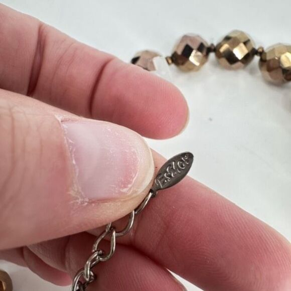 Esmor Bronze Metallic‎ Faceted Beaded Choker Necklace - Picture 4 of 6